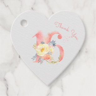 Étiquettes Cadeau Fleur rose Numéro 16 16e anniversaire Merci