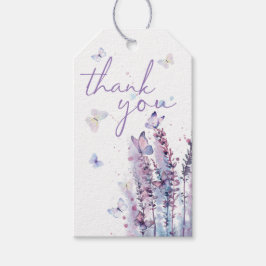 Étiquettes-cadeau Fleur rose violet papillon anniversaire merci
