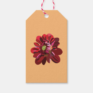 Étiquettes-cadeau Fleur Rouge Dahlia