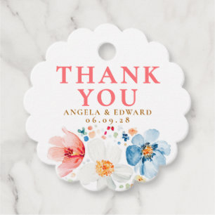 Étiquettes Cadeau Fleur sauvage aquarelle Elegant Boho Merci
