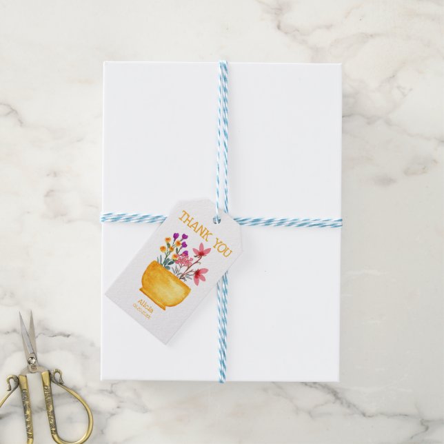 Étiquettes-cadeau Fleur sauvage aquarelle sur Merci (Avec de laficelle)