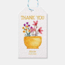 Étiquettes-cadeau Fleur sauvage aquarelle sur Merci