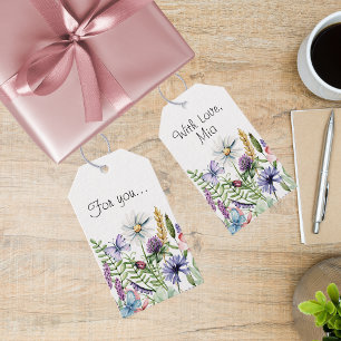 Étiquettes-cadeau Fleur sauvage avec Ladybug et Butterfly