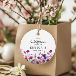 Étiquettes Cadeau Fleur sauvage, Baby shower à fleurs violettes