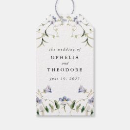 Étiquettes-cadeau Fleur sauvage Bleu Aquarelle Mariage Favoriser Mer