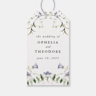 Étiquettes-cadeau Fleur sauvage Bleu Aquarelle Mariage Favoriser Mer