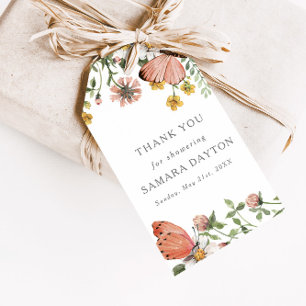 Étiquettes-cadeau Fleur sauvage bohémien papillon Favor Merci
