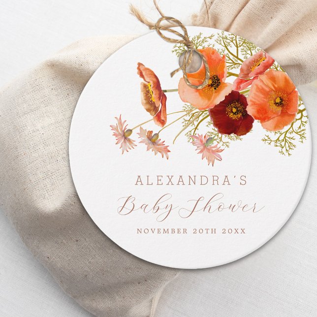 Étiquettes Cadeau Fleur sauvage Boho Fall Floral Baby shower personn (Boho fall wildflower floral personalized baby shower favor tag)
