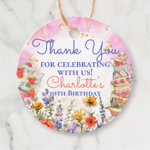 Étiquettes Cadeau Fleur sauvage coloré Jardin Tea Party Merci