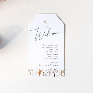 Étiquettes-cadeau Fleur sauvage d'automne Boho   Bienvenue Mariage