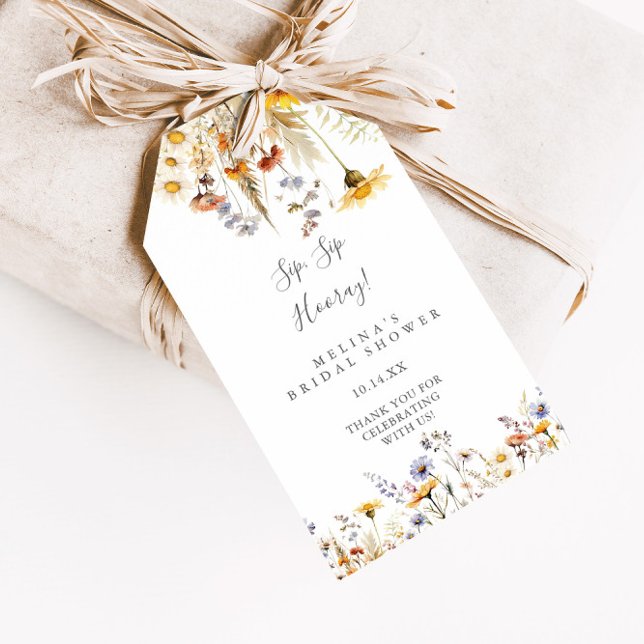 Étiquettes-cadeau Fleur sauvage d'automne Sip Sip Hooray Fête des ma (Créateur téléchargé)