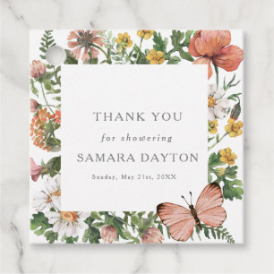 Étiquettes Cadeau Fleur sauvage de Bohême Merci papillon