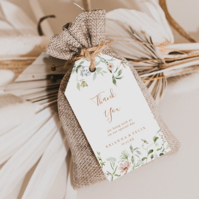 Étiquettes-cadeau Fleur sauvage de jardin d'automne Merci Mariage (Créateur téléchargé)