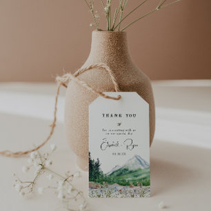 Étiquettes-cadeau Fleur sauvage de montagne rustique MERCI MARIAGE