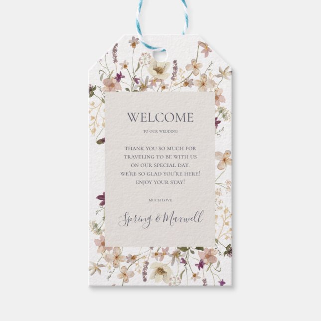 Étiquettes-cadeau Fleur sauvage de printemps | Bienvenue au Mariage  (Devant)