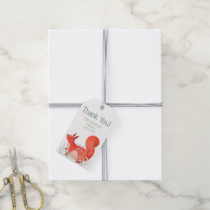 Étiquettes-cadeau Fleur sauvage d'écureuil rouge mignon Baby shower