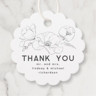 Étiquettes Cadeau Fleur sauvage dessine un Merci élégant
