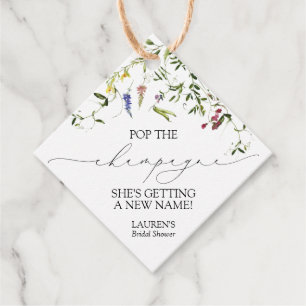 Étiquettes Cadeau Fleur sauvage d'été Mini bouteille de champagne
