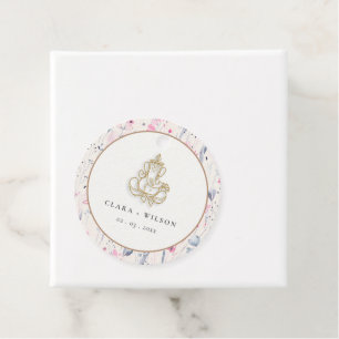 Étiquettes Cadeau Fleur sauvage d'or Blush Ganesh Mariage indien