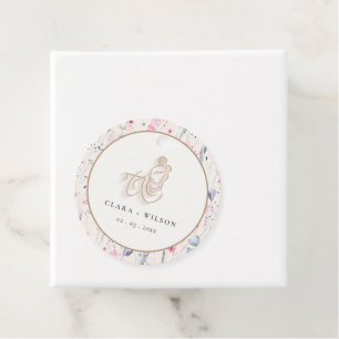 Étiquettes Cadeau Fleur sauvage d'or Blush Krishna Mariage indien