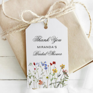 Étiquettes-cadeau Fleur Sauvage Élégant Merci Baby Shower de Mariée
