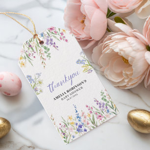 Étiquettes-cadeau Fleur Sauvage Est En Route Fête Prénatale Florale