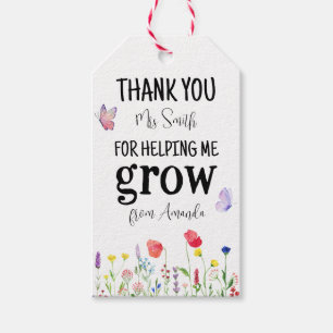 Étiquettes-cadeau fleur sauvage Été Professeur Appréciation Merci