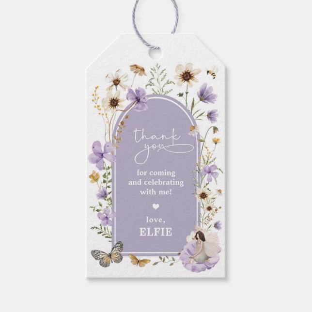 Étiquettes-cadeau Fleur sauvage Fairy Lavender Garden Anniversaire F (Devant)