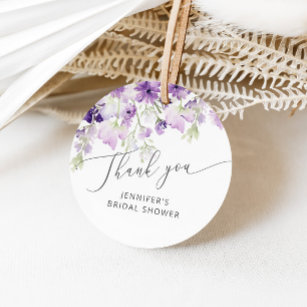 Étiquettes Cadeau Fleur sauvage lilas violet douche de la nuptiale