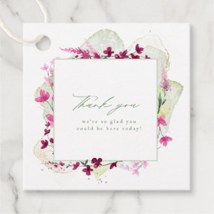 Étiquettes Cadeau Fleur sauvage Mariage aquarelle Cadre Fuchsia ID95