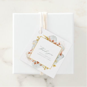 Étiquettes Cadeau Fleur sauvage Mariage Aquarelle Cadre Gold ID954