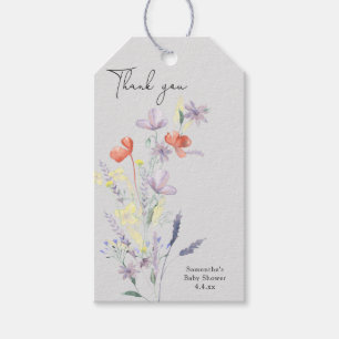 Étiquettes-cadeau Fleur sauvage merci baby shower