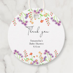 Étiquettes Cadeau Fleur sauvage merci baby shower