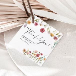 Étiquettes Cadeau Fleur sauvage Merci Baby shower Balises cadeaux