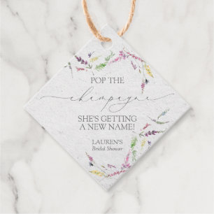 Étiquettes Cadeau Fleur sauvage Mini Bouteille Champagne