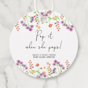 Étiquettes Cadeau Fleur sauvage Pop it quand elle pop baby shower