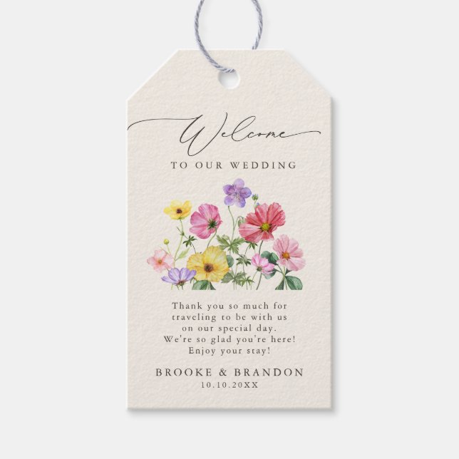 Étiquettes-cadeau Fleur sauvage Rustic Chic Floral Mariage campagnar (Devant)