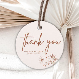 Étiquettes Cadeau Fleur sauvage rustique Terracotta Boho Mariage