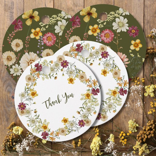 Étiquettes Cadeau Fleur sauvage rustique vert Sage (Créateur téléchargé)