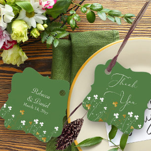 Étiquettes Cadeau Fleur sauvage shamrock Green Gold Mariage irlandai