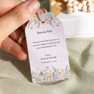 Étiquettes-cadeau Fleur sauvage simple Fern Lavender Mariage Merci