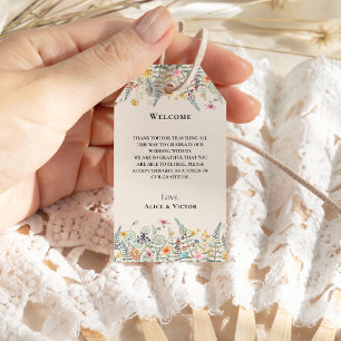 Étiquettes-cadeau Fleur sauvage simple Fern Mariage beige Accueil