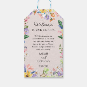 Étiquettes-cadeau Fleur sauvage Spring Merci Message Cadeau