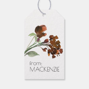 Étiquettes-cadeau Fleur sauvage   Terracotta Orange Bohemian Custom