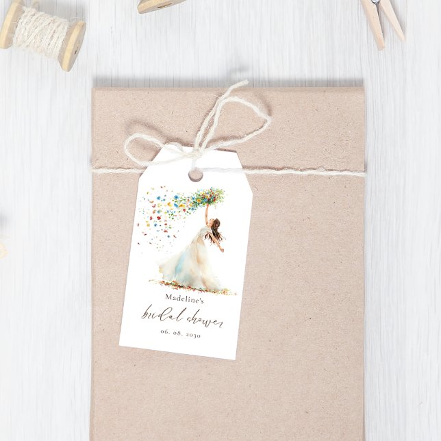 Étiquettes-cadeau Fleur sauvage Toss Aquarelle (Créateur téléchargé)