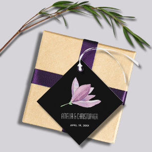 Étiquettes Cadeau Fleur violet Merci