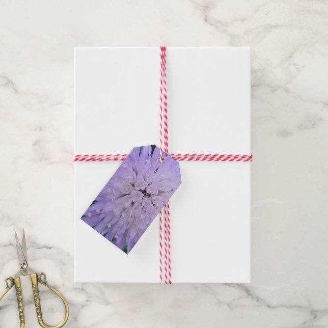 Étiquettes-cadeau Fleur violette (Avec de la ficelle)
