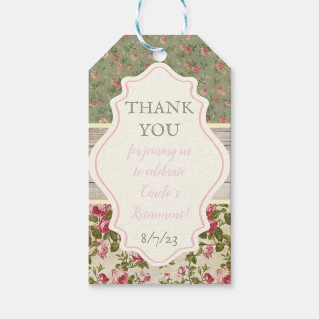 Étiquettes-cadeau Fleuriste Victorien, Shabby Chic, Cadeau de Fête (Devant)
