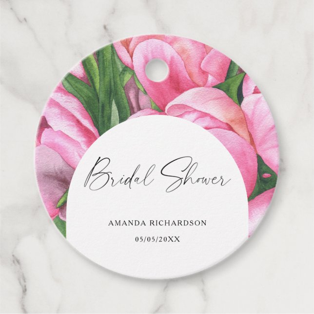 Étiquettes Cadeau Fleurs aquarelle - douche de mariage (Devant)