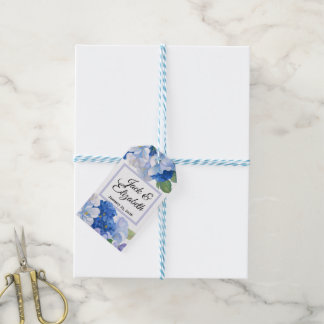 Étiquettes-cadeau Fleurs aux nuances de bleu